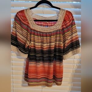 John Paul Richard Crochet Trip Boho Top -EUC Size Medium